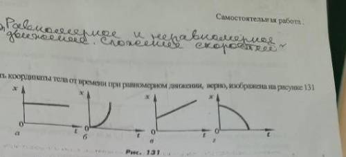 ‼️‼️‼️‼️ зависимость координат тела от времени при равномерном движении верно изображена на рисунке