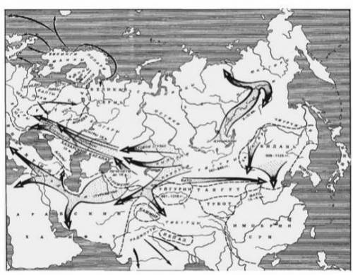 Задание Используя карту, опишите процесс миграции тюркских племен. Дескрипторы Обучающийся описывает