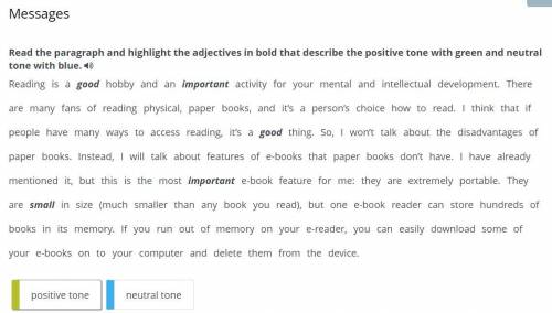 Read the paragraph and highlight the adjectives in bold that describe the positive tone with green a