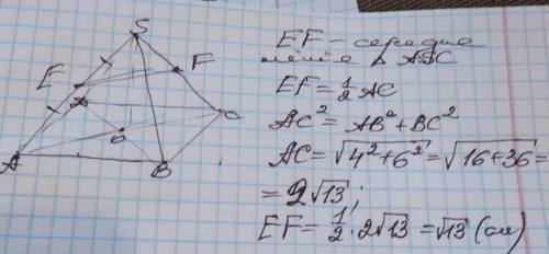 Через середину бічного ребра чотирикутної піраміди SABCD паралельно площині основи проведено пряму E
