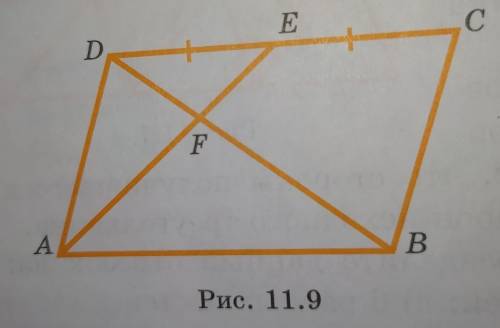 В параллелограмме ABCD точка E — середина стороны CD. Отрезок AE пересекает диагональ BD в точке F (