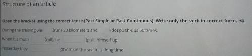 Open the bracket using the correct tense (Past Simple or Past Continuous). Write only the verb in co