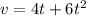 v=4t+6t^2