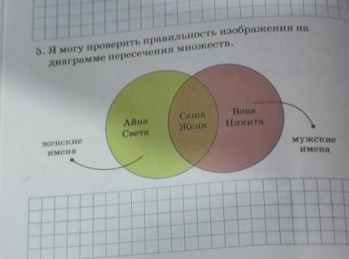 5. Я могу проверить правильность изображения на диаграмме пересечения множеств. Айна Света Саша Женя