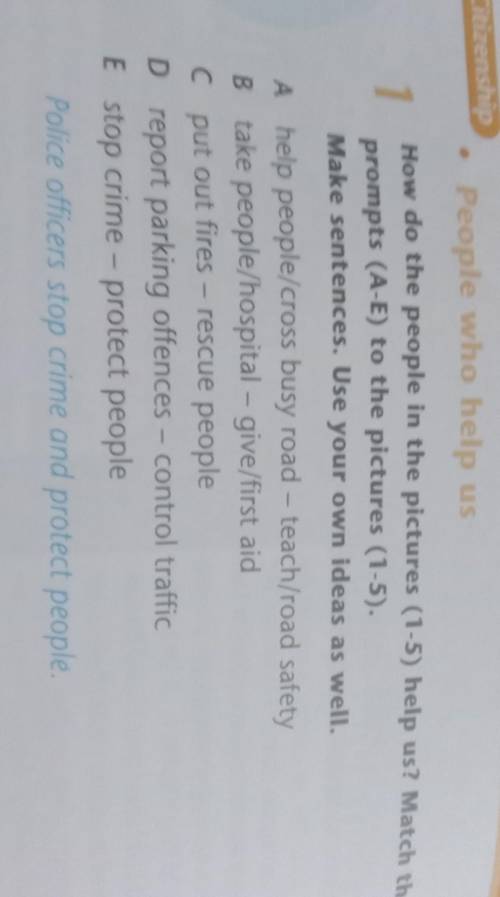 How do the people in the pictures (1-5) help us? Match the prompts (A-E) to the pictures (1-5). Make