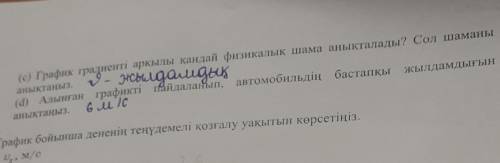 (c) График градиенті арқылы қандай физикалық шама анықталады? Сол шаманы анықтаңыз. (d) Алынған граф