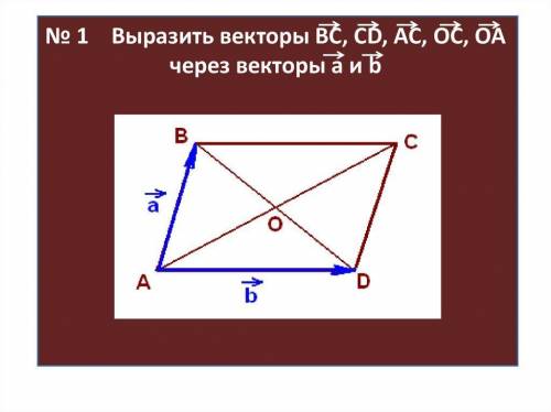 Выразить векторы BC CD AC OC OA через векторы a и b