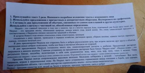 1. Прослушайте текст 2 раза. Напишите подробное изложение текста с изменением лица 2. Используйте пр