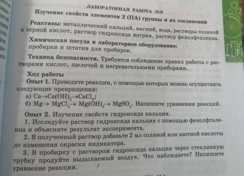 ЛАБОРАТОРНАЯ РАБОТА № 6 Изучение свойств элементов 2 (IIA) группы и их соединений Реактивы: металлич