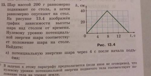 Шар массой 200 г равномерно поднимают со стола...