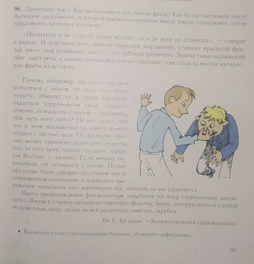 96. Прочитайте текст. Как вы понимаете его первую фразу? Как бы вы озаглавили текст? Выпишите предло