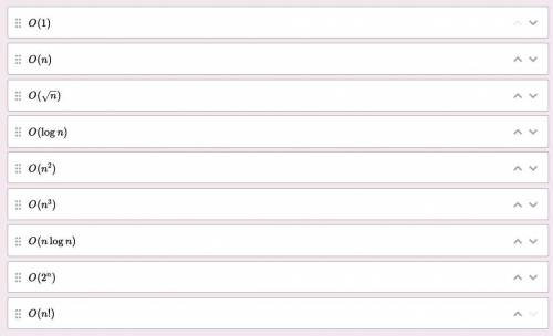 Расположите в порядке возрастания роста асимптотической сложности (отвечать нужно на то что на перво