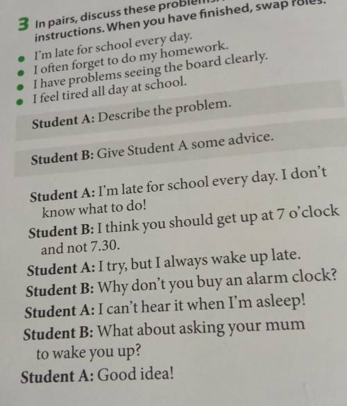 3 in pairs, discuss these problems. Follow the instructions. When you have finished, swap roles. I'm