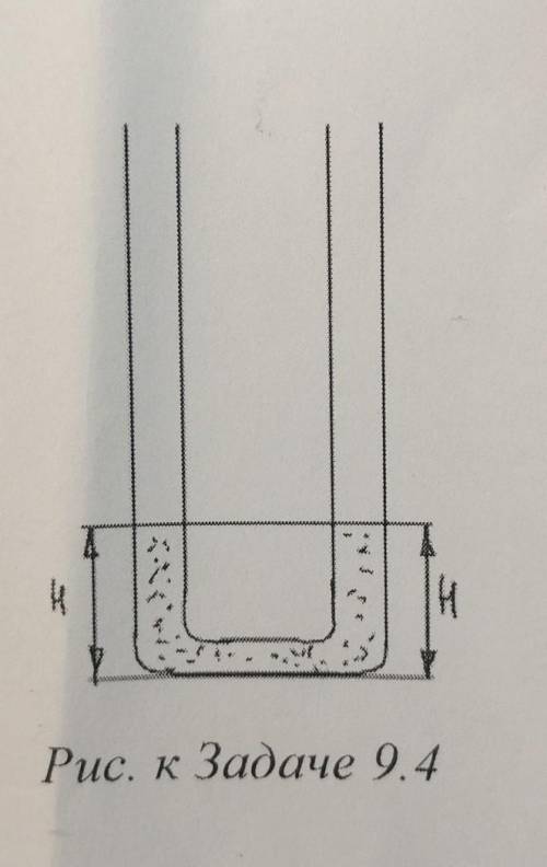 Задача 9.4. В одинаковые высокие сообщающиеся сосуды налита жидкость с плотностью pт. так, что ее вы