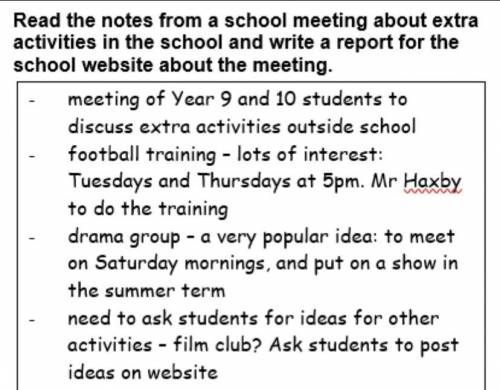 -include the aims of the report -say what activities were discussed,and what was decided about each