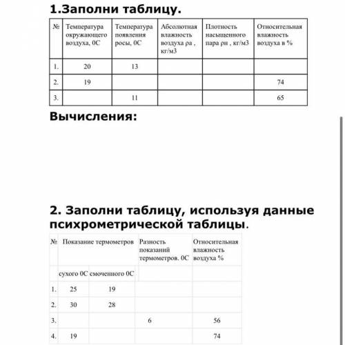 Заполнить таблицы по физике♥️