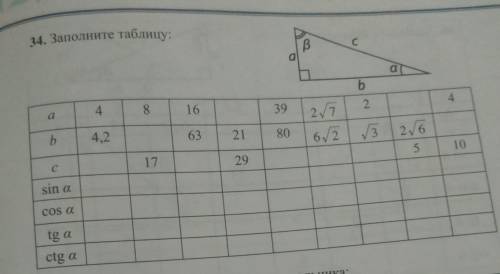 34. Заполните таблицу