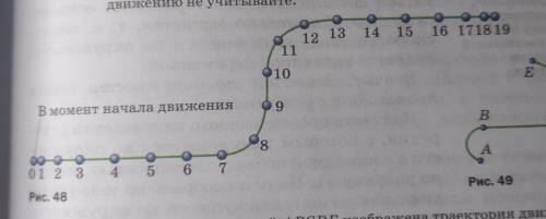 На рисунке 48 изображена траектория движения ша- рика. На ней отмечены положения шарика через каж- д