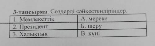 Хэлп ме.3-тапсырма. Сөздерді сәйкестендіріңдер.