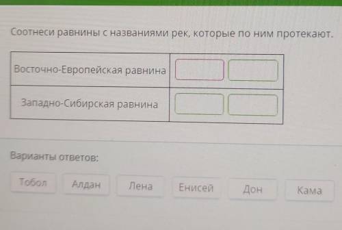 Соотнести равнины с название рек которые по ним протекают