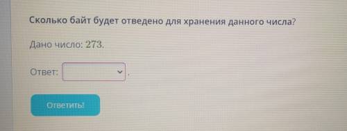 Сколько байт будет отведено для хранения данного числа?дано число: 273
