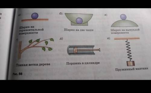 Рассмотрите рисунок 56 и скажите, какие из тел совершать: свободные колебания; вынужденные колебания