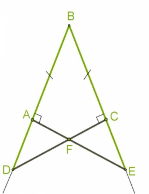На сторонах угла ∡ ABC точки A и C находятся на равных расстояниях от вершины угла BA=BC. Через эти