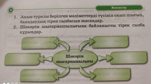 Жинақтау 41. Ақын туралы берілген мәліметтерді түсініп оқып шығып,баяндаудың тірек сызбасын жасаңдар