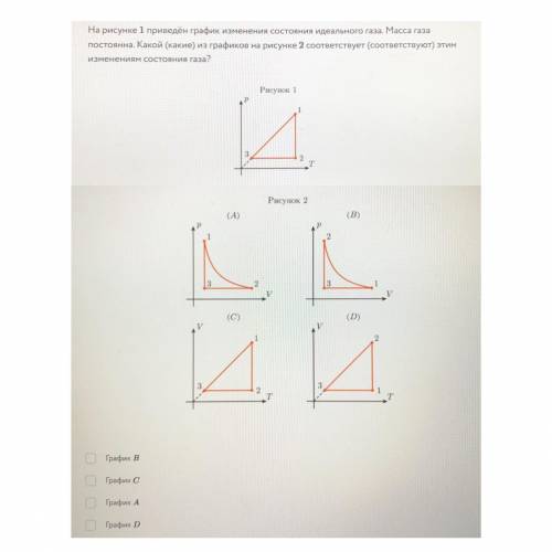 Нужна с заданием ! На рисунке 1 приведён график изменения состояния идеального газа. Масса газа пост