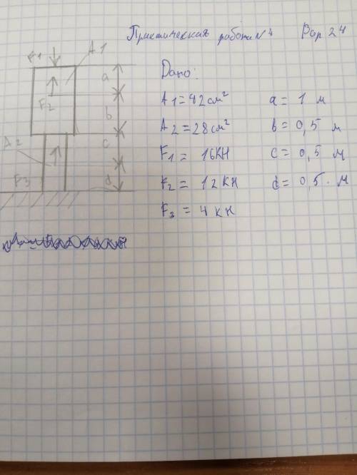 Техническая механика Двухступенчатый стальной брус нагружен силами F1, F2, F3 (см. схемы). Определит
