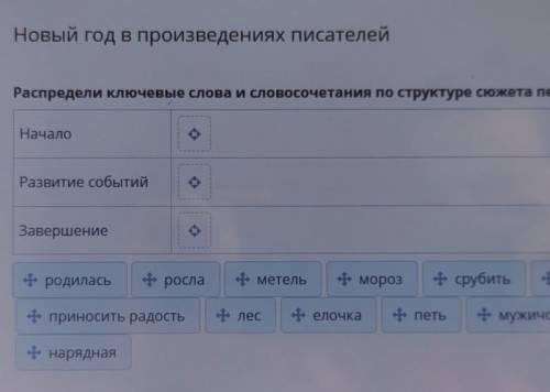 Новый год в произведениях писателей Писателей Распредели ключевые слова и словосочетания по структур