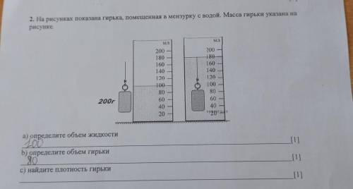 с заданием)c)найдите плотность гирьки.