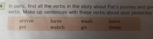 In paris, find all the verbs in story about Pat's journey and give three forms of these verbs. Make