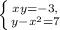 \left \{ {{xy=-3,} \atop {y-x^{2} =7}} \right.