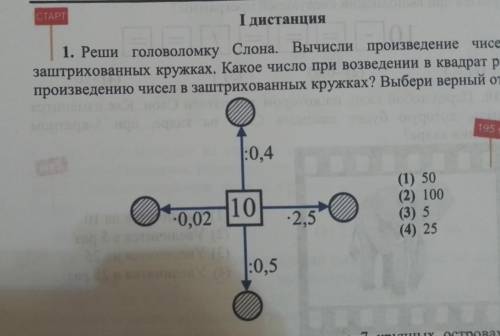 1. Реши головоломку Слона. Вычисли произведение чисел заштрихованных кружках. Какое число при возвед