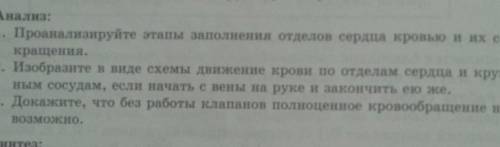 Анализ: 1. Проанализируйте этапы заполнения отделов сердца кровью и их со- кращения. 2. Изобразите в