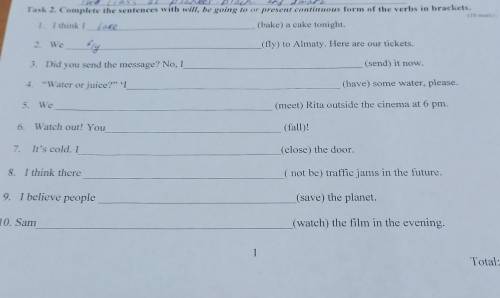 Complete the aentences with ,be going to or present continuous form of the verbs in brackets