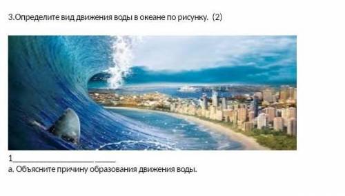 3.Определите вид движения воды в океане по рисунку. (2) 1 a. Объясните причину образования движения