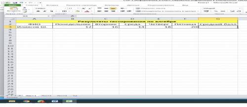 Дана таблица результатов тестирования ученика по алгебре: 1.1. Запишите функцию для вычисления средн