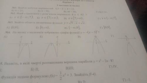 Нужен ответ На якому изображено график y=-(x-3) ²