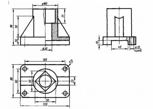 Инженерная графика сделать как по примеру на картинке Разрез