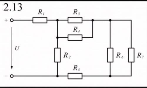 Задача по электротехнике дано: R1=1 OM R2=3 OM R3=5 OM R4=10 OM R5=12 OM R6=7 OM R7=4 OM Uобщ=10 ВНА