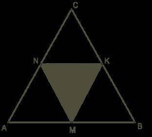 1. ABC — равносторонний треугольник, точки M, N и K — серединные точки сторон. Площадь треугольника