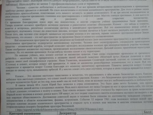 Прочитай текст. Выбирая необходимую информацию, представьте её в виде несплошного текста (схемы/табл