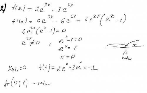 Найти экстремумы функции : а) f(x) = x^3 +3x^2 - 2x +2б) f(x) = 2e^3x - 3e^2x от распишите