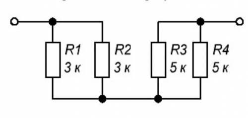 Определить эквивалентное сопротивление схемы, приведенной на рисунке.