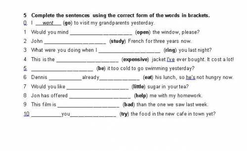 Complete the sentences using the correct form of the words in brackets