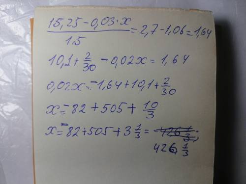 (15,25-0,03x): 1,5+1,06=2,7 надо