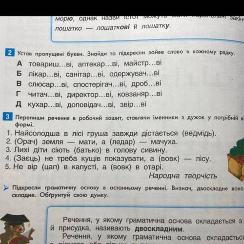 3 Перепиши речення в робочий зошит, ставлячи іменники з дужок у потрібній відмінковій формі. 1. Найс