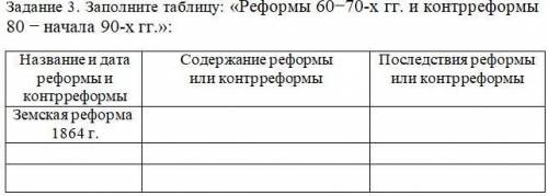 Заполните таблицу: «Реформы 60−70-х гг. и контрреформы 80 − начала 90-х гг.»